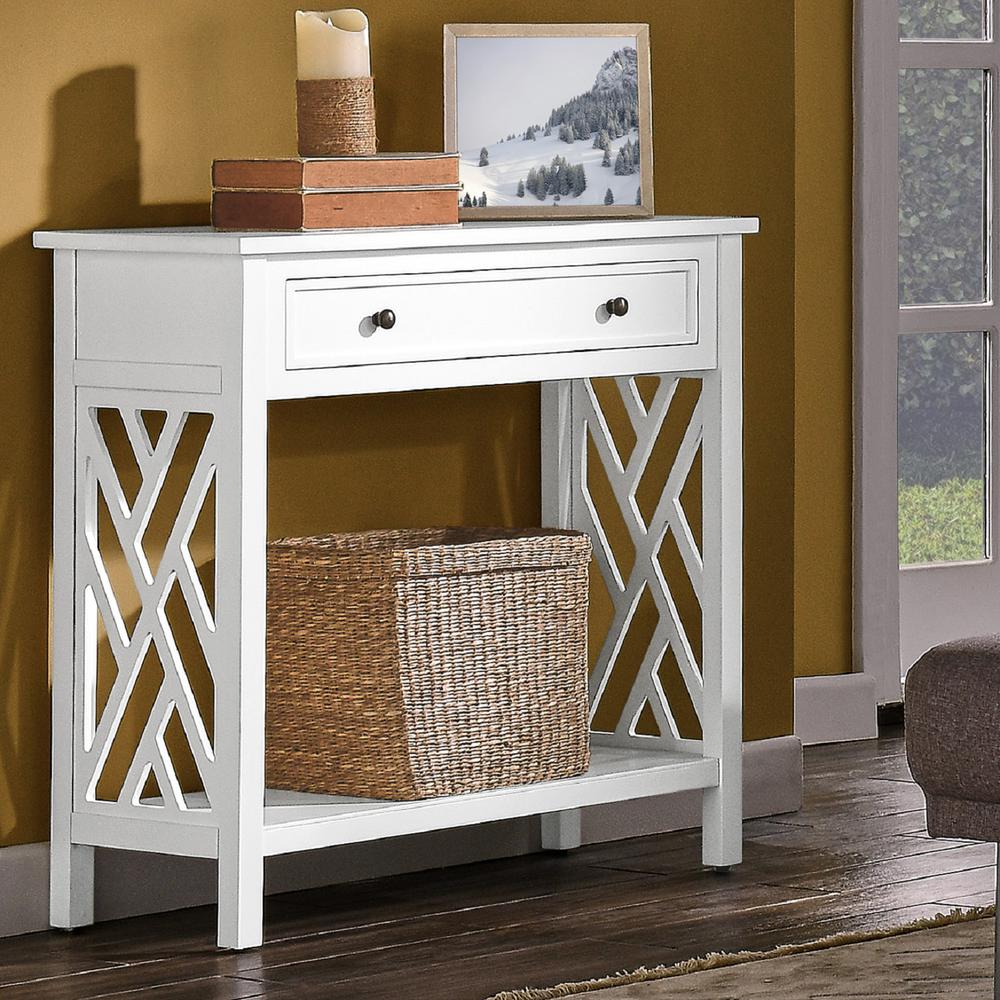 Coventry 32" Wood Console Table with Drawer and Shelf. Picture 12