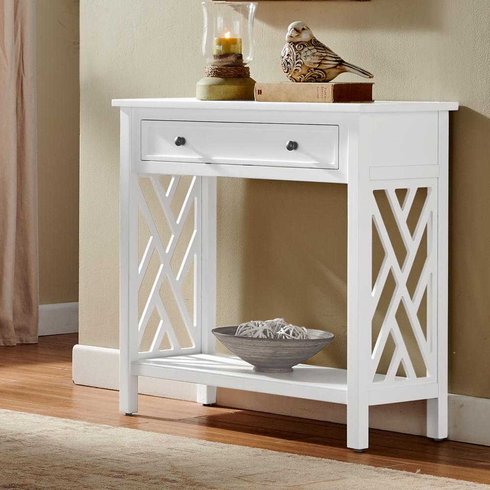 Coventry 32" Wood Console Table with Drawer and Shelf. Picture 18