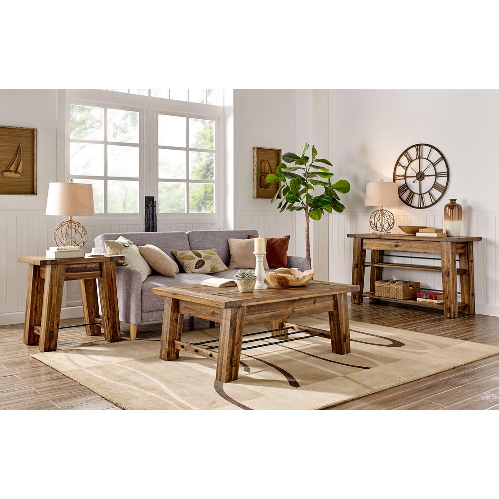 Durango 54"L Industrial Wood Console/Media Table with Two Shelves. Picture 17