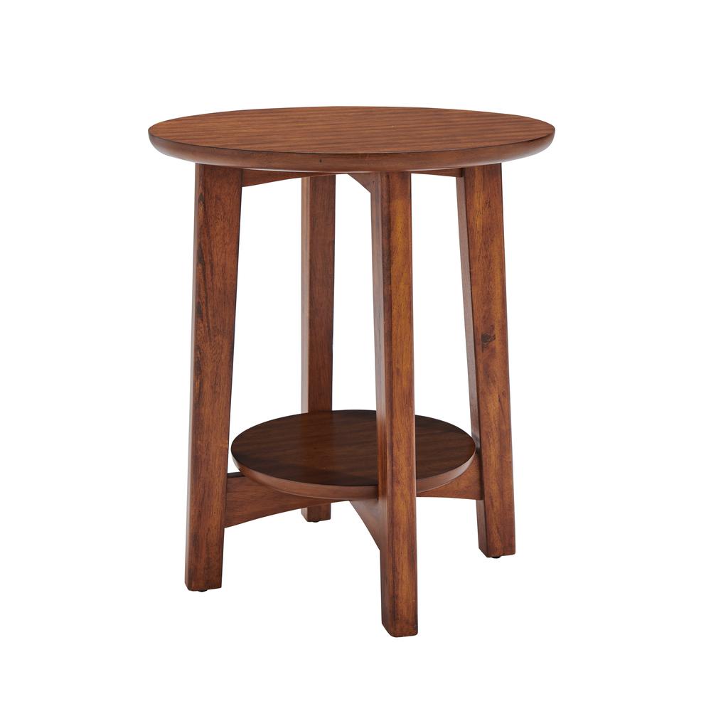 Monterey 20" Round Mid-Century Modern Wood End Table, Warm Chestnut. Picture 29