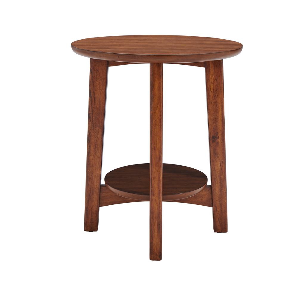 Monterey 20" Round Mid-Century Modern Wood End Table, Warm Chestnut. Picture 36