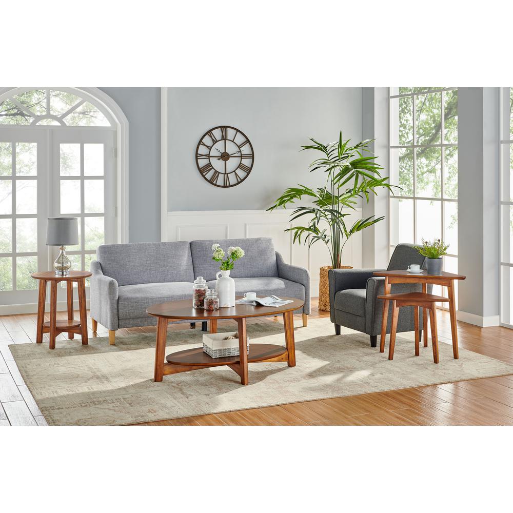Monterey 20" Round Mid-Century Modern Wood End Table, Warm Chestnut. Picture 40