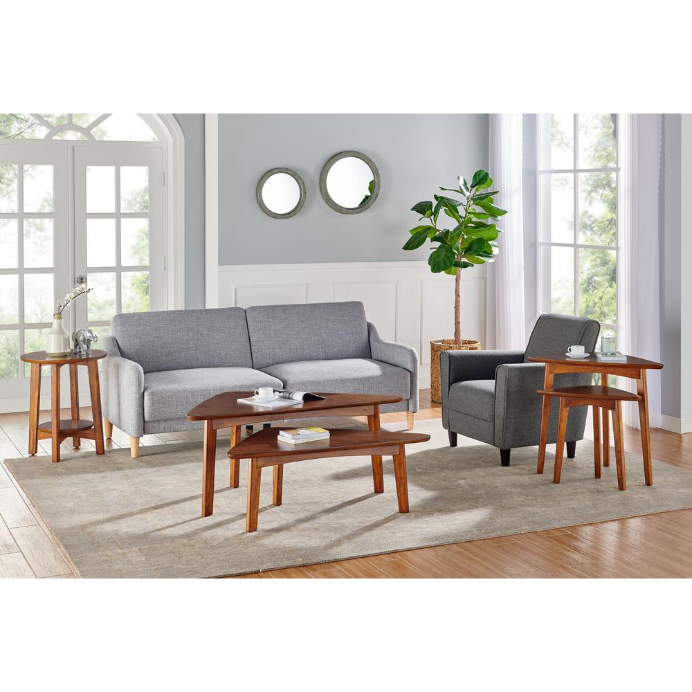 Monterey 20" Round Mid-Century Modern Wood End Table, Warm Chestnut. Picture 41