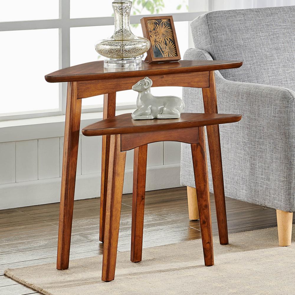 Monterey 20" Round Mid-Century Modern Wood End Table, Warm Chestnut. Picture 46