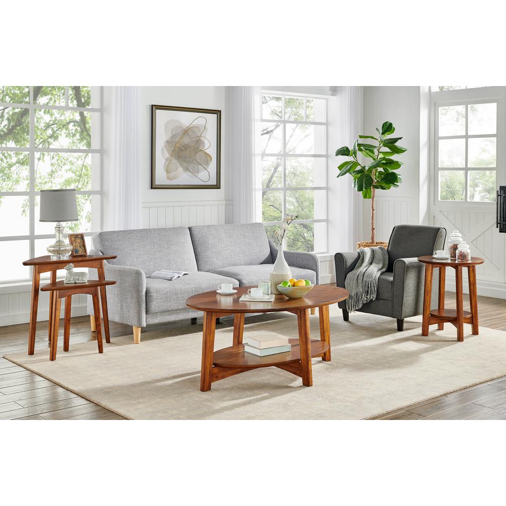 Monterey 20" Round Mid-Century Modern Wood End Table, Warm Chestnut. Picture 54