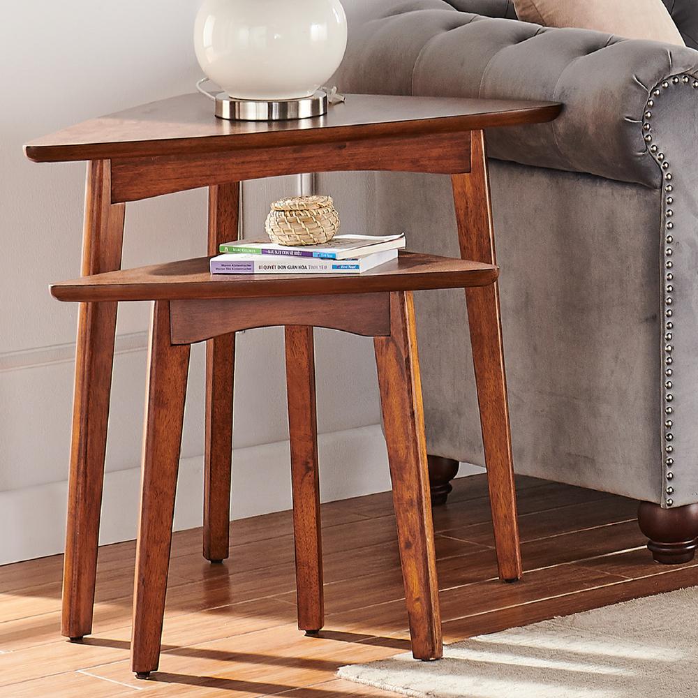 Monterey 20" Round Mid-Century Modern Wood End Table, Warm Chestnut. Picture 57