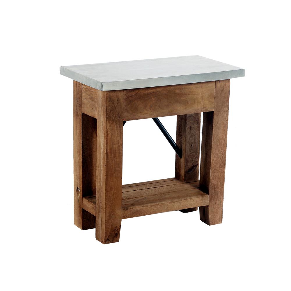 Millwork 22" Wood and Zinc Metal End Table with Shelf. Picture 15