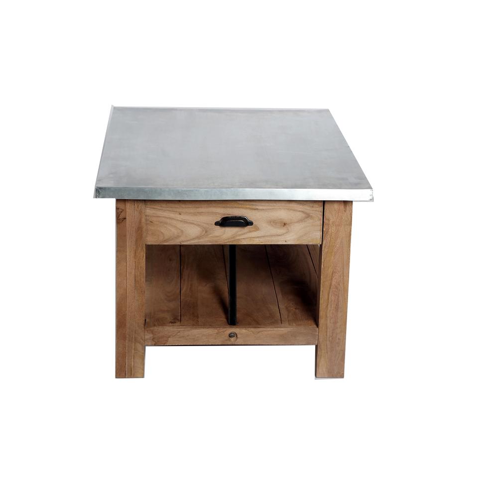 Millwork 36" Wood and Zinc Metal Coffee Table with Shelf. Picture 12