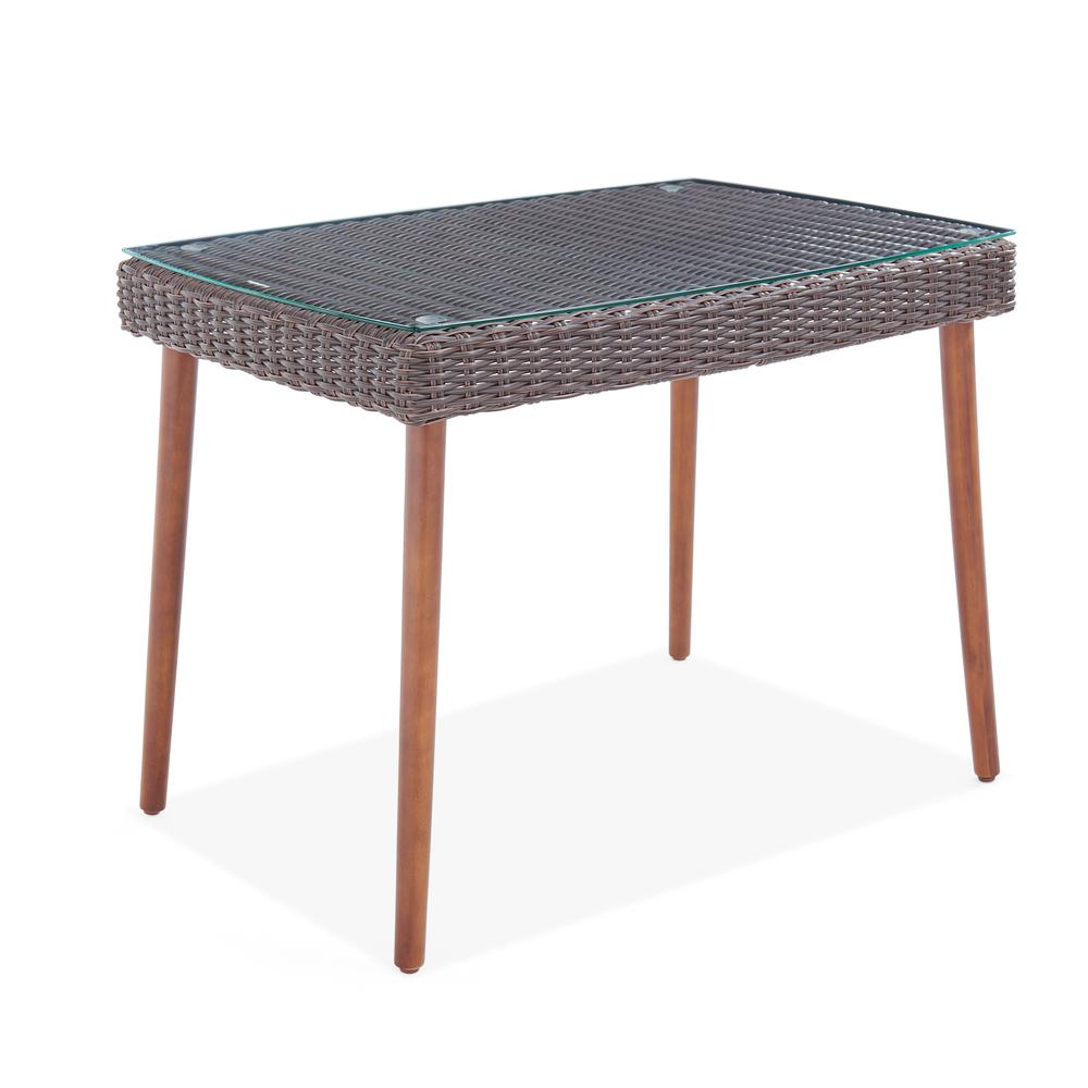 Athens All-Weather Wicker Outdoor 26"H Cocktail Table with Glass Top. Picture 14