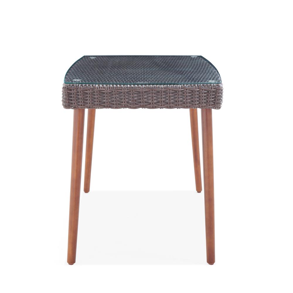 Athens All-Weather Wicker Outdoor 26"H Cocktail Table with Glass Top. Picture 17