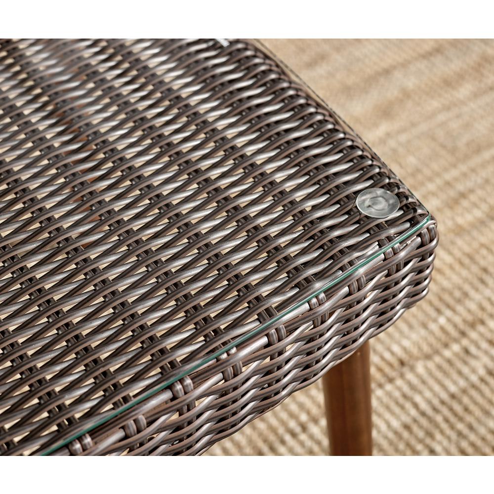 Athens All-Weather Wicker Outdoor 26"H Cocktail Table with Glass Top. Picture 21