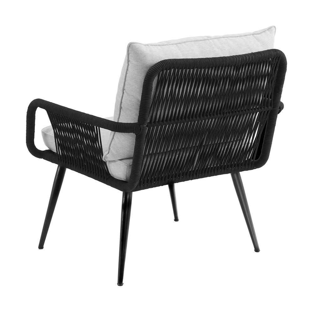 Andover All-Weather Outdoor 29" H  Rope Chairs with Light Gray Cushions, Set of Two. Picture 6