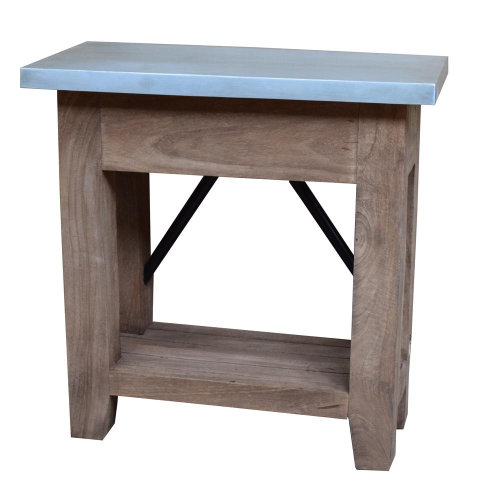 Millwork 22" Wood and Zinc Metal End Table with Shelf. Picture 20
