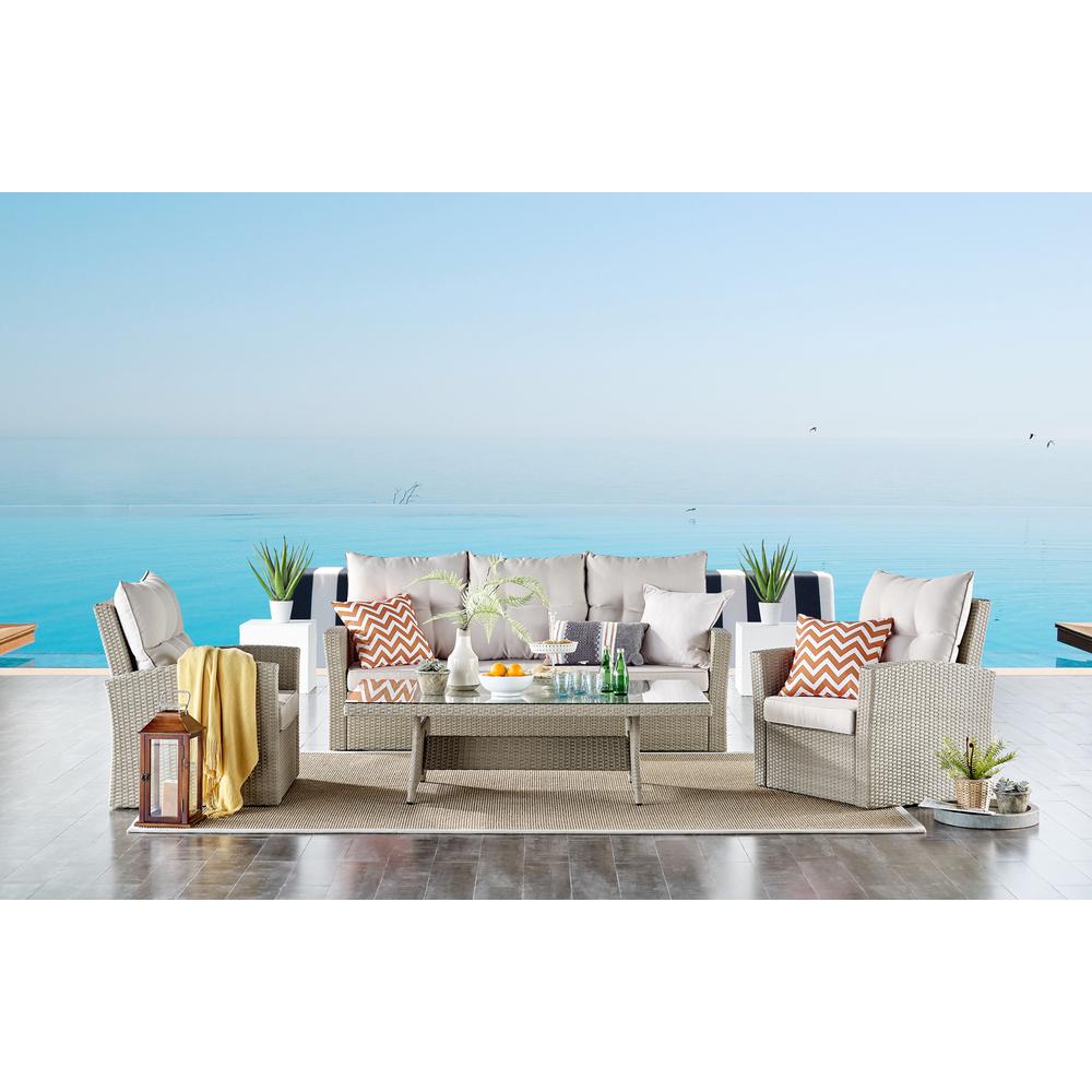 Canaan All-Weather Wicker 70"L Outdoor Sofa with Cushions. Picture 13