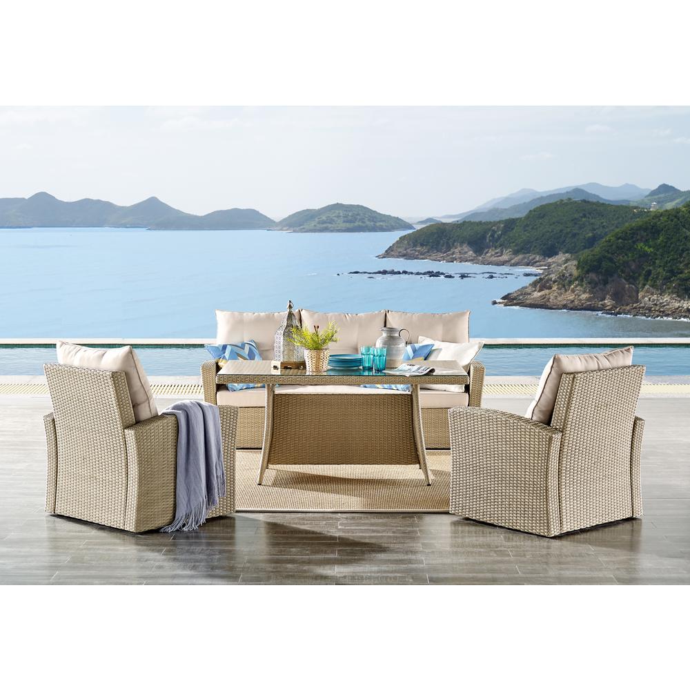 Canaan All-Weather Wicker 70"L Outdoor Sofa with Cushions. Picture 14