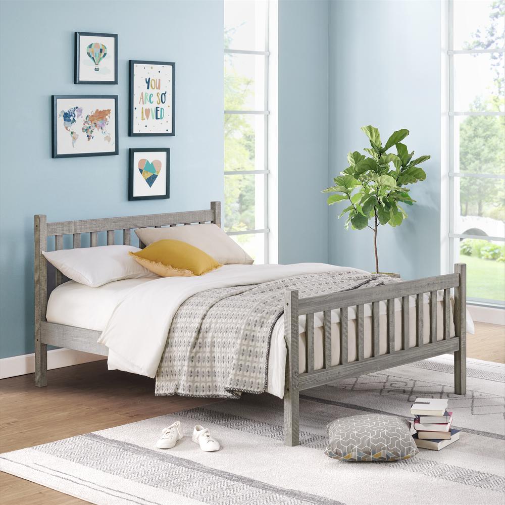 Windsor Wood Slat Full Bed, Driftwood Gray. Picture 2