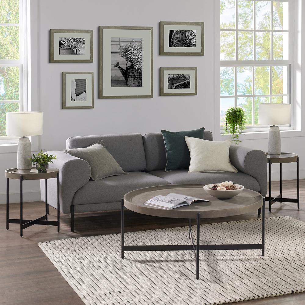 Brookline 20" Round Wood with Concrete-Coating End Table. Picture 7