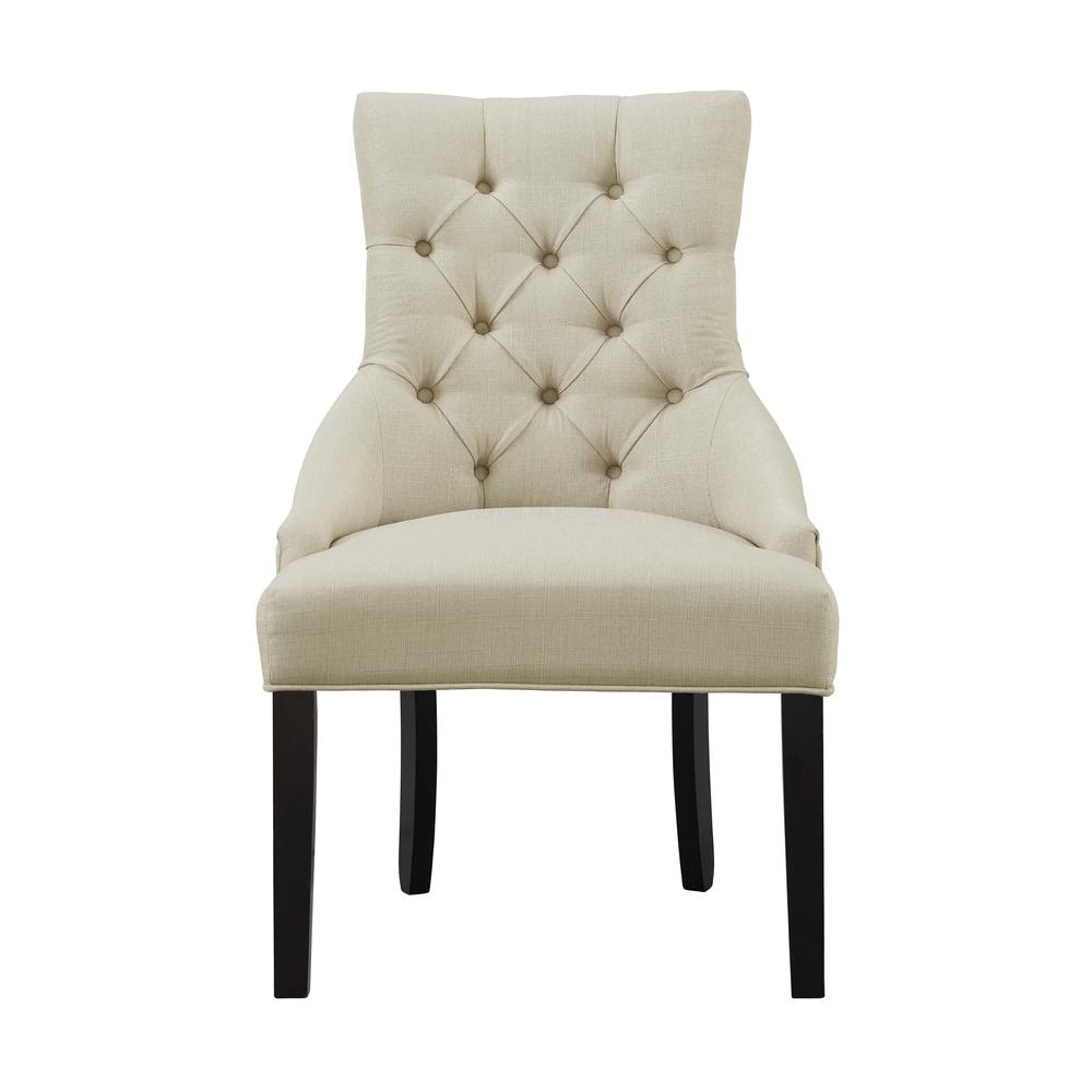 Haeys Tufted Upholstered Dining Chairs, Cream (Set of 2). Picture 2