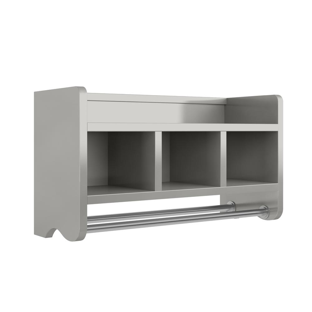 25" Bath Storage Shelf with Towel Rod, Gray. Picture 1