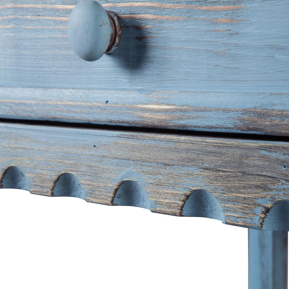 Country Cottage End Table, Rustic Blue Antique Finish. Picture 3