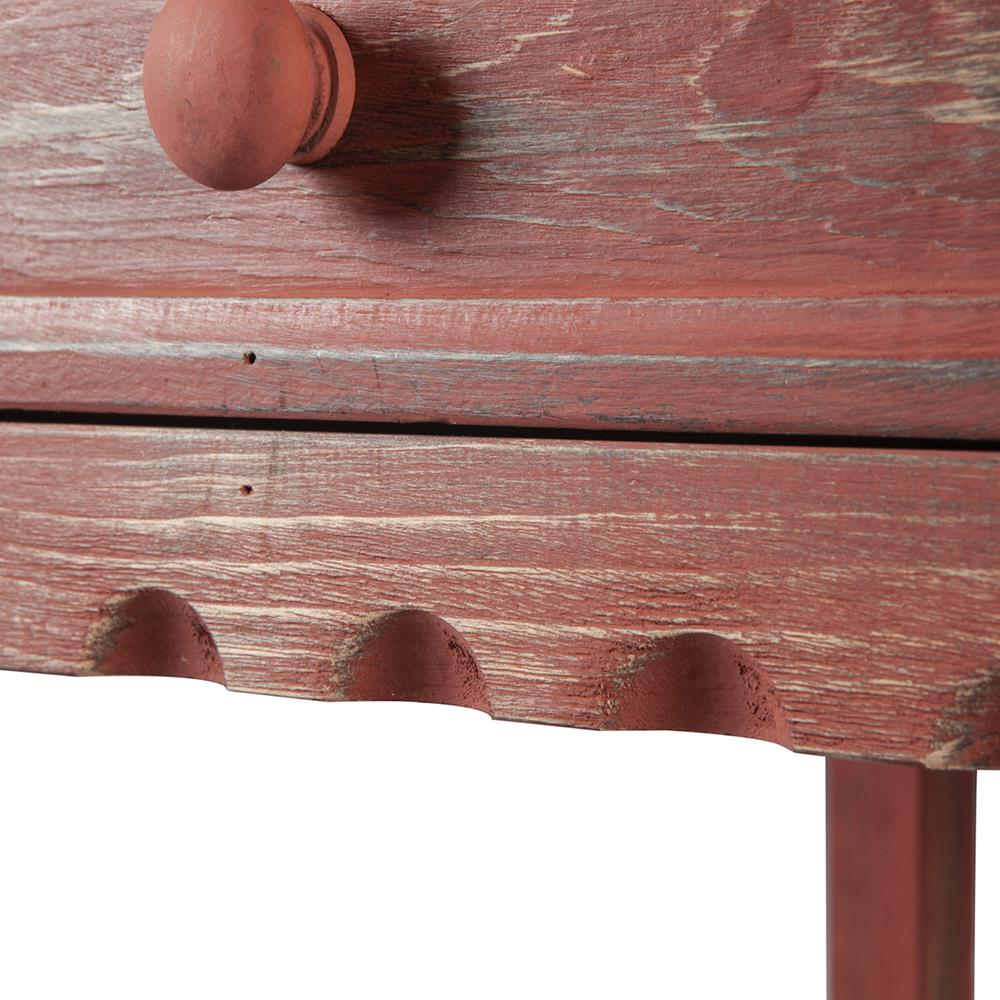 Country Cottage End Table, Rustic Red Antique Finish. Picture 3