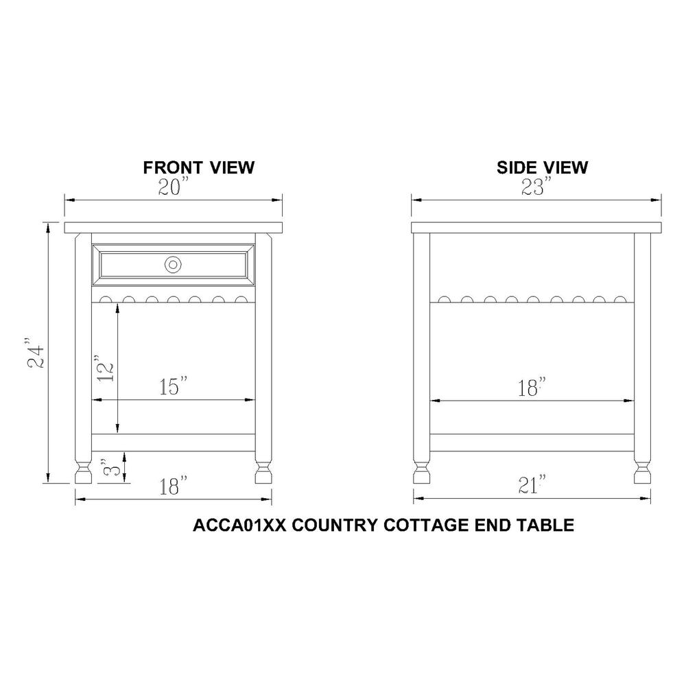 Country Cottage End Table, Rustic White Antique Finish. Picture 4