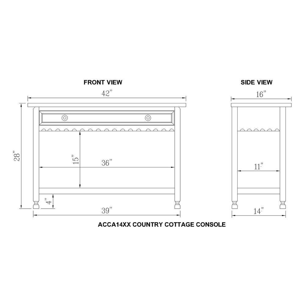 Country Cottage Media/Console Table, Blue Antique Finish. Picture 4