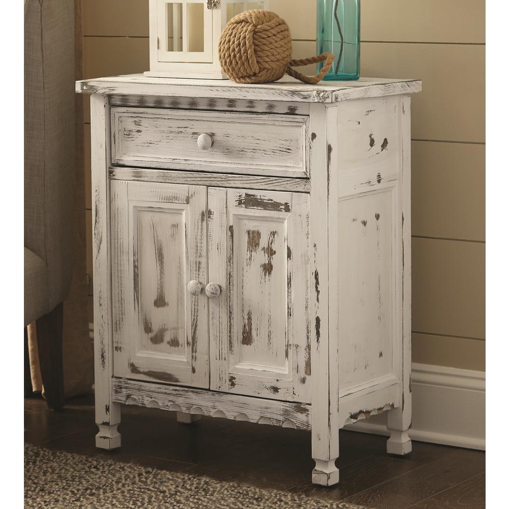 Country Cottage Accent Cabinet, White Antique Finish. Picture 2