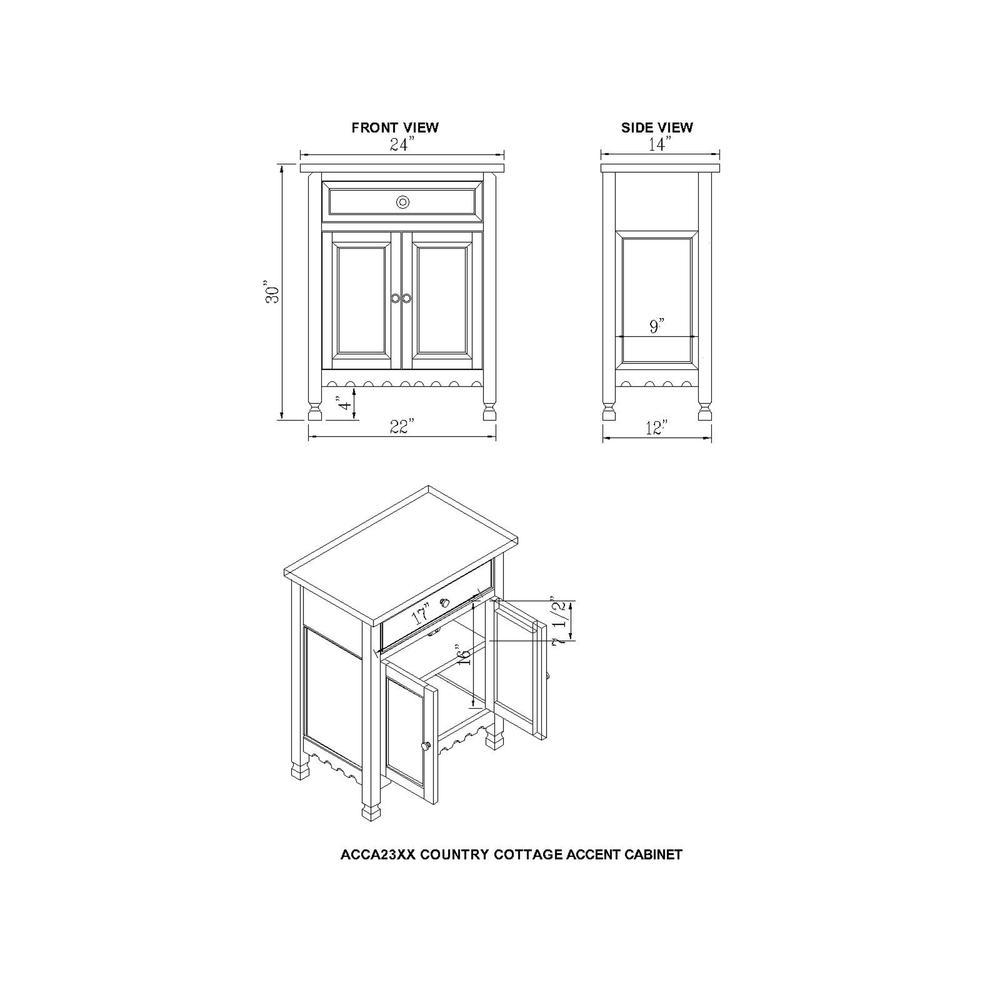 Country Cottage Accent Cabinet, White Antique Finish. Picture 4