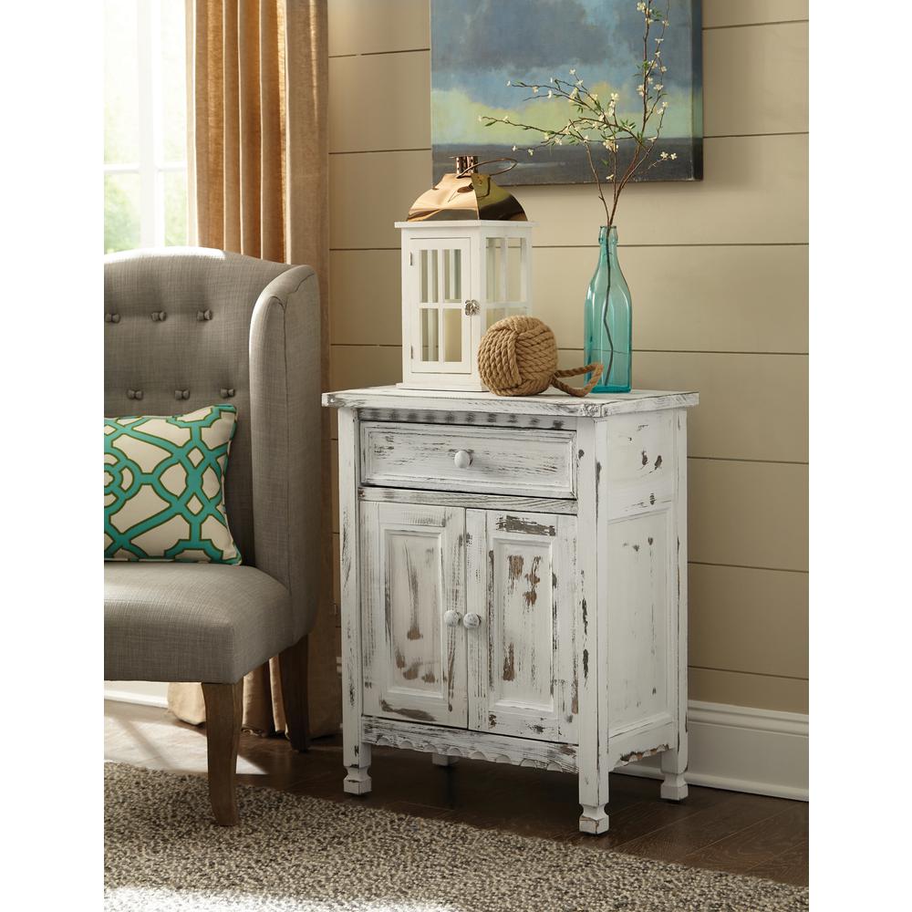 Country Cottage Accent Cabinet, White Antique Finish. Picture 6