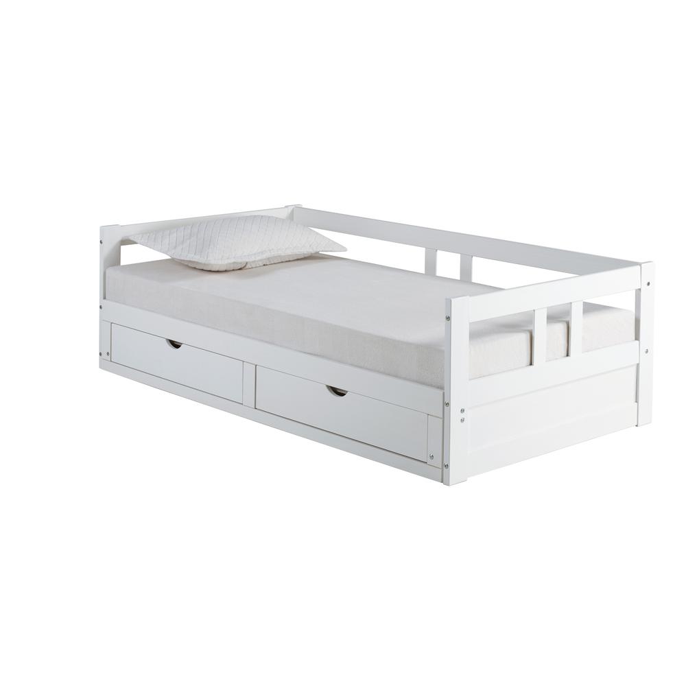 Melody Twin to King Extendable Day Bed with Storage, White. Picture 6