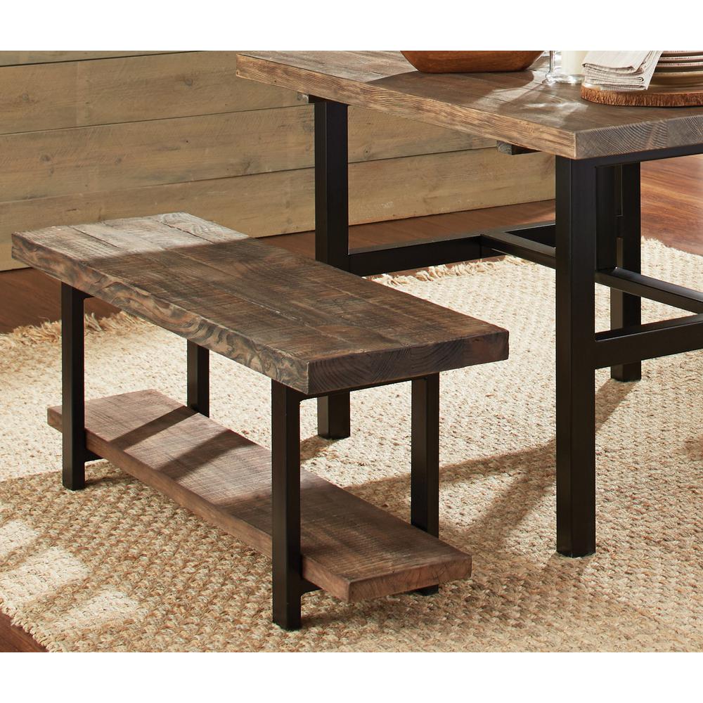 Pomona Metal and Reclaimed Wood Bench. Picture 3