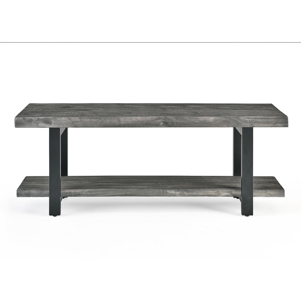 Pomona Metal and Reclaimed Wood Bench, Slate Gray. Picture 3
