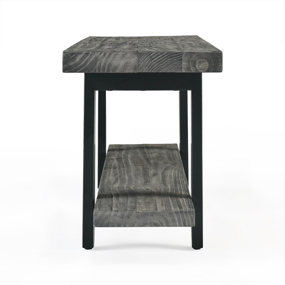 Pomona Metal and Reclaimed Wood Bench, Slate Gray. Picture 4
