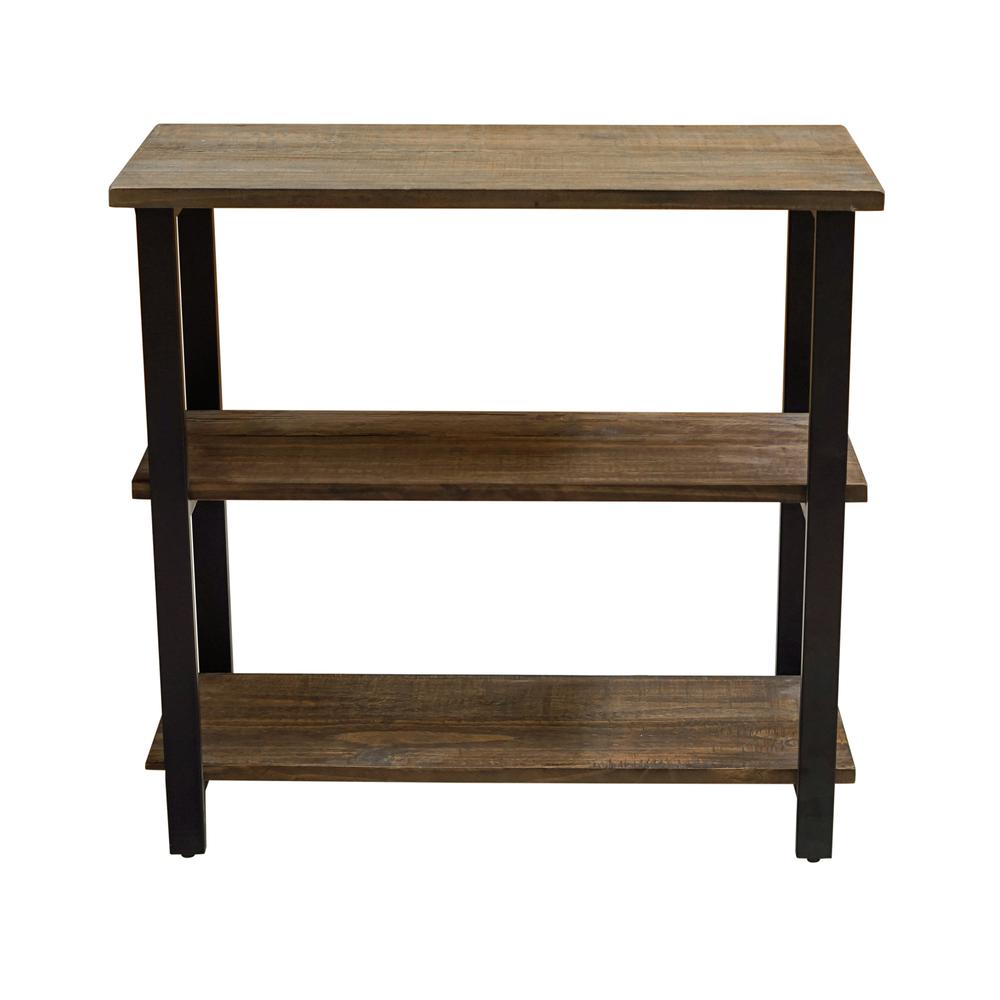 Pomona 31"H 2-Shelf Metal and Solid Wood Under-Window Bookcase. Picture 2