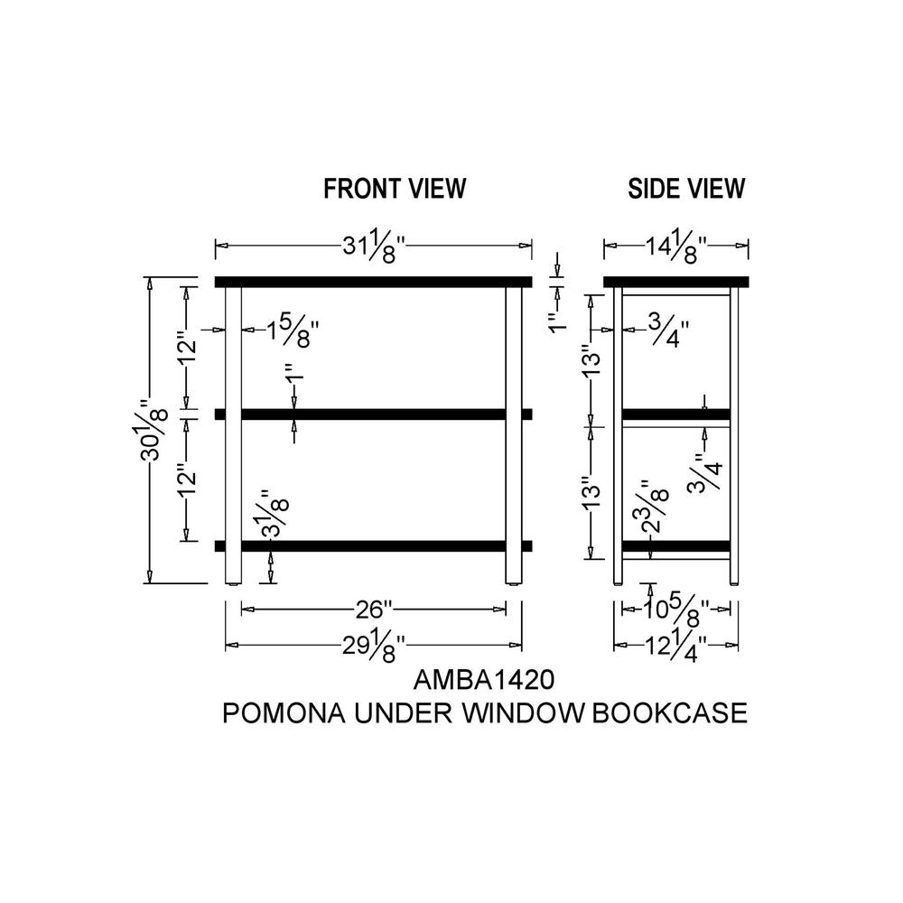 Pomona 31"H 2-Shelf Metal and Solid Wood Under-Window Bookcase. Picture 17