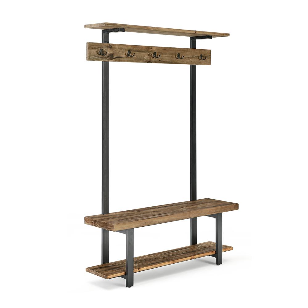 Pomona Entryway Hall Tree with Bench, Shelves & Coat Hooks. Picture 3