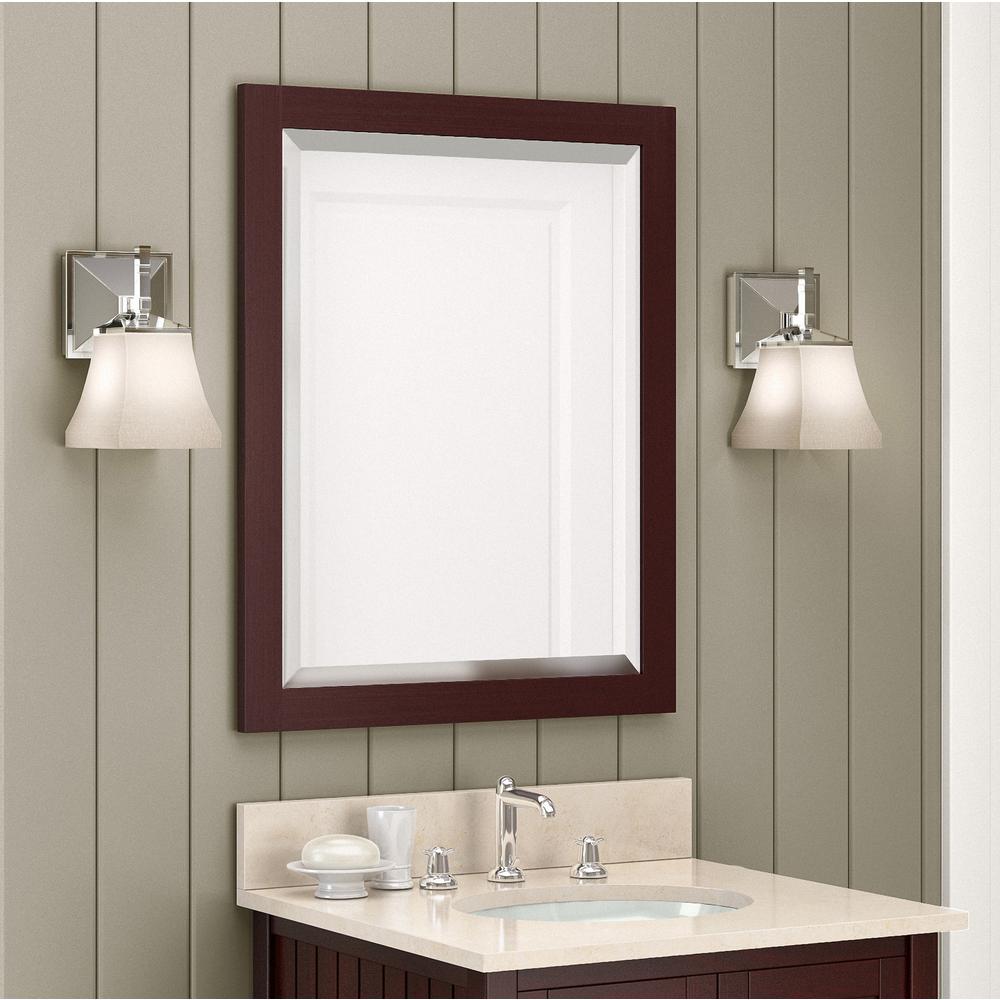24" Beveled Bath Vanity Mirror, Espresso. Picture 2