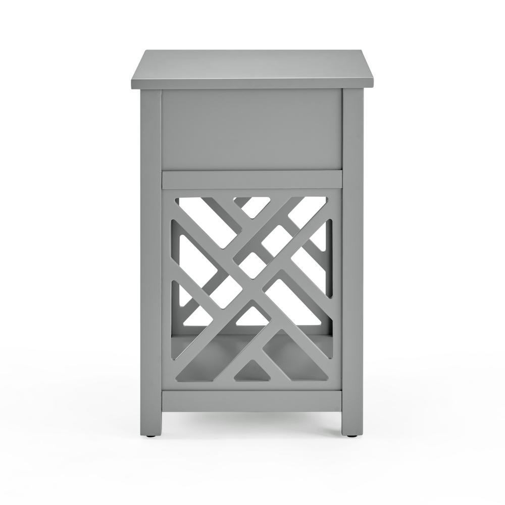 Coventry Wood End Table with Drawer and Shelf, Gray. Picture 4