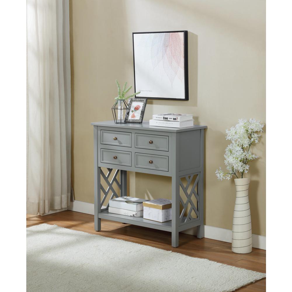 Coventry 32"W Wood Console Table with 4-Drawers, Gray. Picture 3