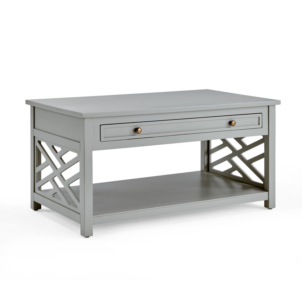 Coventry 36"W Wood Coffee Table with 1-Drawer, Gray. Picture 8
