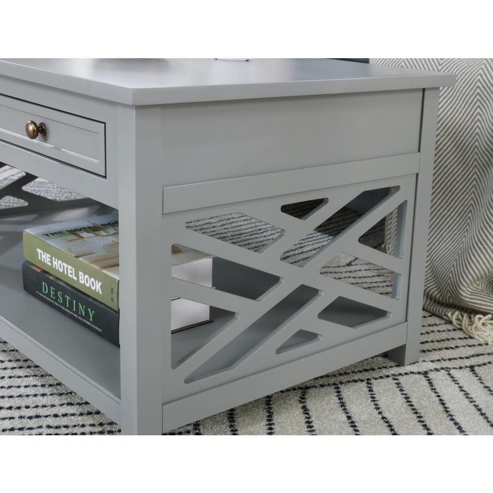 Coventry 36"W Wood Coffee Table with 1-Drawer, Gray. Picture 5