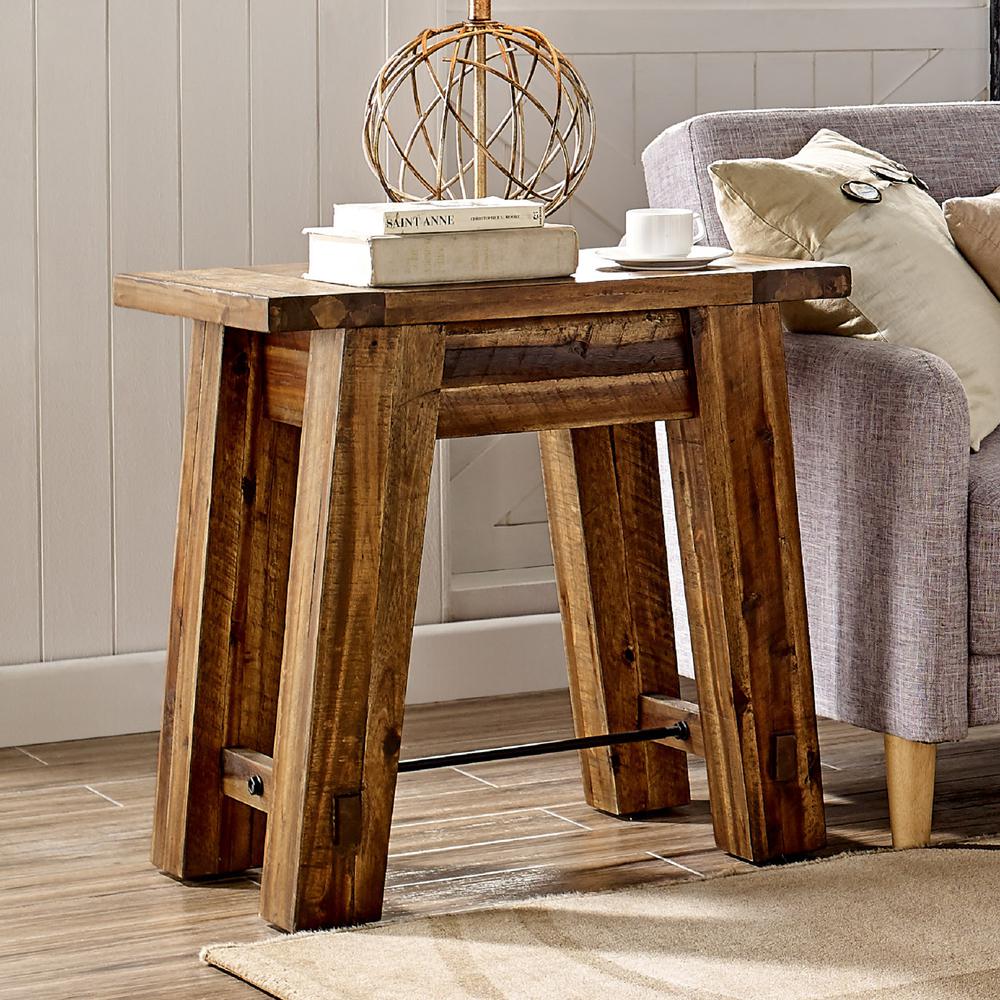 Durango Industrial Wood 48"L Coffee Table and Two End Tables, Set of 3. Picture 5