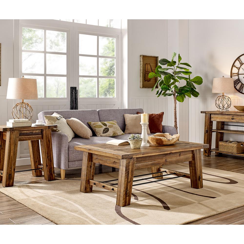 Durango 54"L Industrial Wood Console/Media Table with Two Shelves. Picture 9