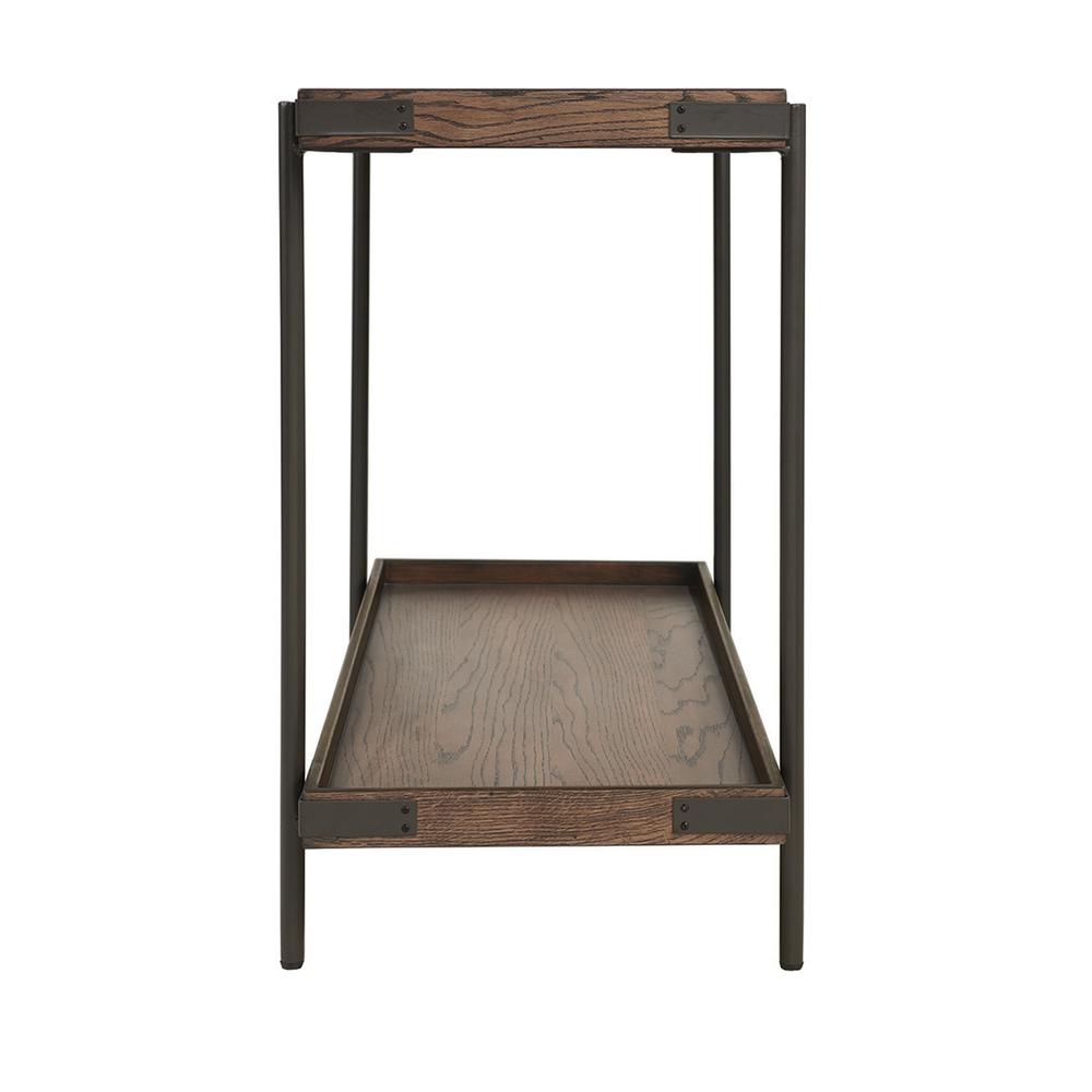 Kyra 48"L Oak and Metal Sofa/TV Console Table with Shelf. Picture 4