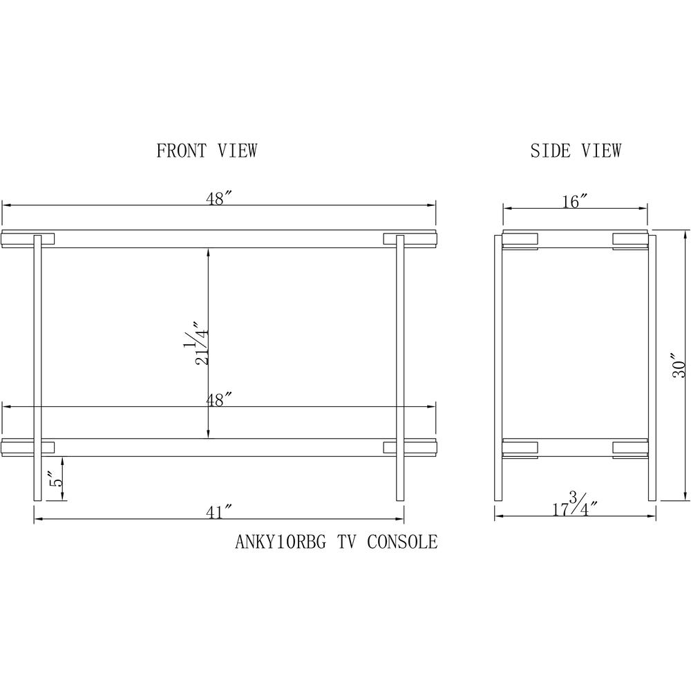 Kyra 48"L Oak and Metal Sofa/TV Console Table with Shelf. Picture 6