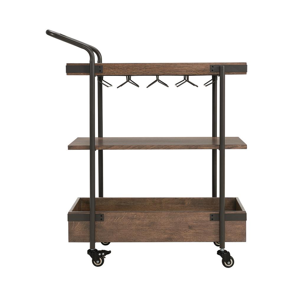 Kyra 32"L Oak and Metal Bar Cart. Picture 1