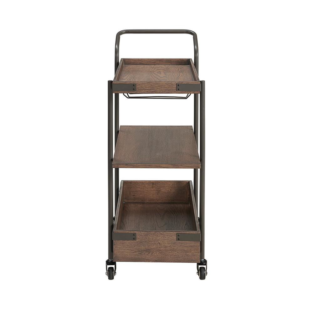 Kyra 32"L Oak and Metal Bar Cart. Picture 4