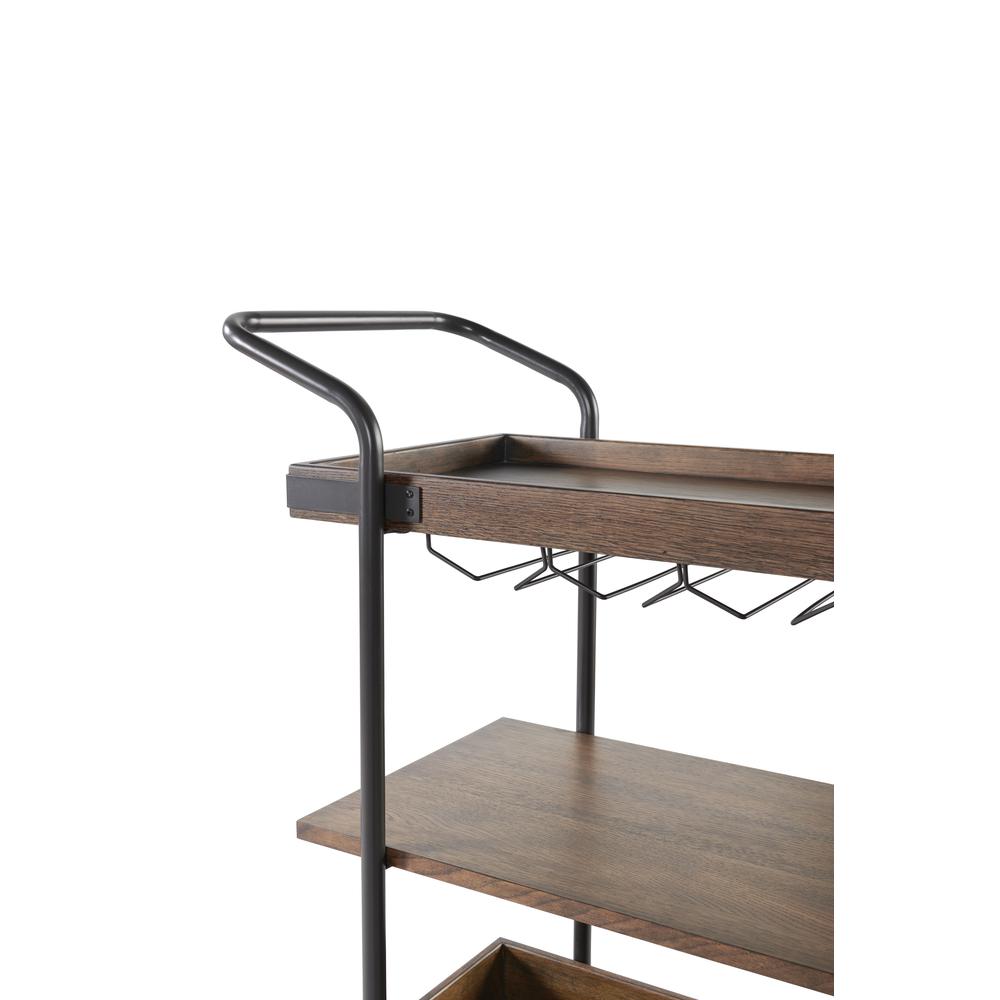Kyra 32"L Oak and Metal Bar Cart. Picture 5