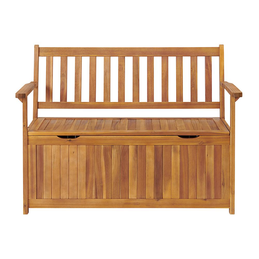 Londonderry 47"W  Acacia Wood Outdoor Storage Bench. Picture 1